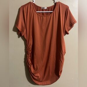 EKOUAER Everyday Ruched Side Short Sleeve Top - Rust